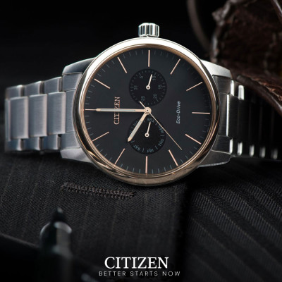 Đồng Hồ Nam Citizen Dây Thép Không Gỉ AO9044-51E - Mặt Đen