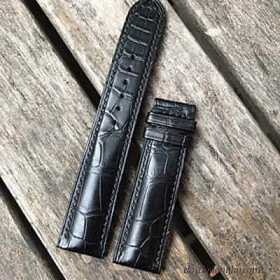 Dây đồng hồ da cá sấu 2 mặt size 22 (màu đen cao cấp)