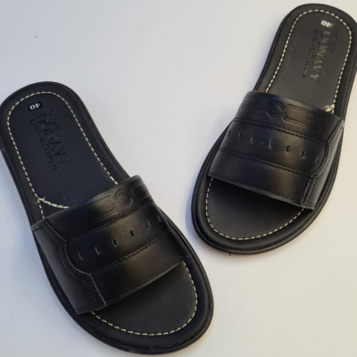 DÉP QUAI NGANG NAM DA BÒ 100%, QUAI DA BÒ NAPPA CAO CÁP, ĐẾ CAO SU VÀNG ĐI MASSAGE CHÂN CỰC KỲ ÊM 