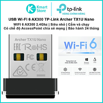 USB WIFI 6 TP-Link Archer TX1U Nano | AX300 2.4Ghz | Cắm và chạy | AP Mode | Bảo hành 2 năm | Hàng Chính Hãng