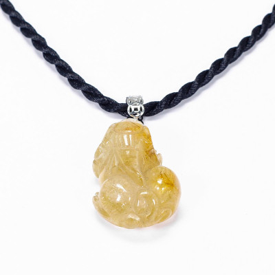 Mặt dây chuyền tỳ hưu tài lộc đá thạch anh tóc vàng 16x22mm mệnh thủy, kim - Ngọc Quý Gemstones