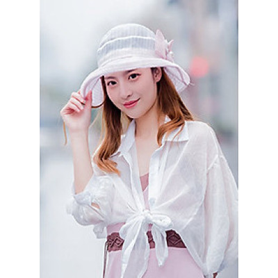 Nón vải rộng vành đi biển thắt nơ HQC201