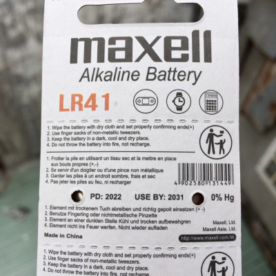Vỉ Pin Cúc Áo Maxell LR41 / AG3 / L736F Nhật Bản 1,5V