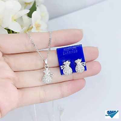 Bộ trang sức bạc mặt túi tiền chất liệu bạc s925 MS175b1