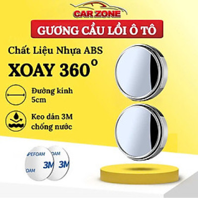 Set 2 Gương Cầu Lồi Gắn Kính Hậu Ô Tô Xoay 360° Xóa Điểm Mù Kính Thật Tráng Bạc Cao Cấp Loại Tốt