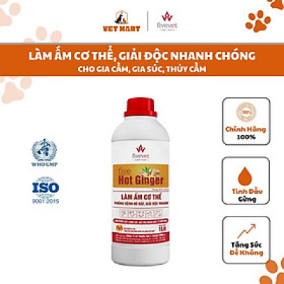 Hỗ Trợ Hô Hấp, Giải Độc nhanh chóng, Làm Ấm Cơ Thể Cho Gia cầm, gia súc - Five Hot Ginger (1 LÍT)