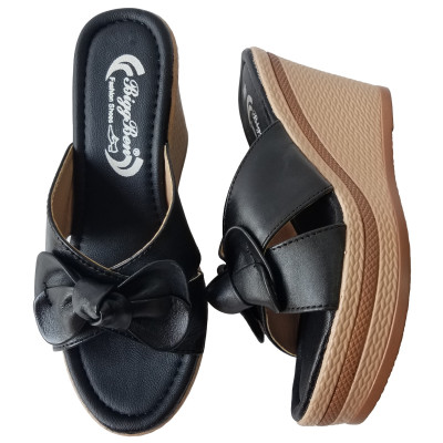 Dép Đế Xuồng Nữ BIGBEN Da Bò Thật Cao 9 Phân DX55