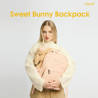 Balo nữ thỏ bông jellycat bunny cao cấp NATOLI nhiều ngăn đi học cute phong cách hàn quốc - BST Sweet Bunny Backpack B28