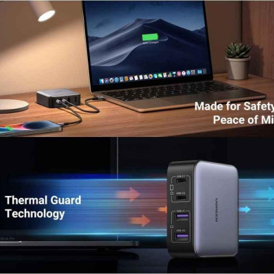 Ugreen UG90747CD327TK 65W Màu Trắng Bộ sạc nhanh gồm 2 cổng USB-C + USB-A chuẩn cắm EU - HÀNG CHÍNH HÃNG