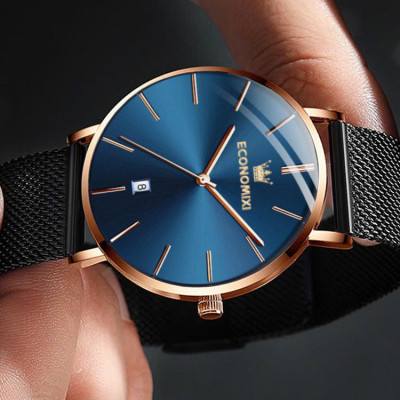 Đồng hồ nam cao cấp DEYROS dây thép lụa đen chạy lịch ngày phong cách thể thao khỏe khoắn