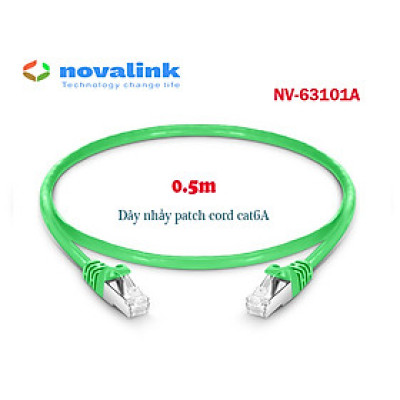 Dây nhảy mạng Cat6a màu xanh lá cây Novalink (0.5m/1m/2m/3m/10m/15m) | Patch cord cat6a 10Gbps băng thông 550MHz - hàng chính hãng