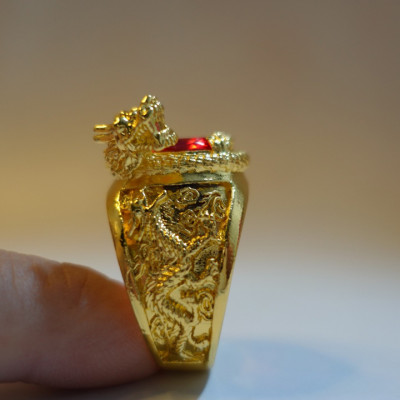 Nhẫn Nam đính hạt chạm khắc Rồng - T0242