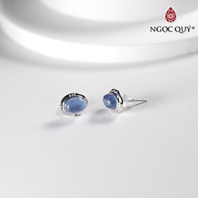 Bông tai cỏ 4 lá đá sapphire mệnh thủy, mộc - Ngọc Quý Gemstones