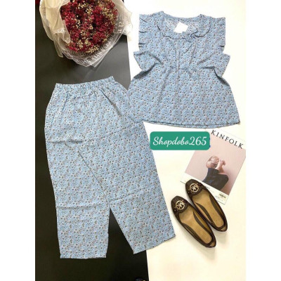 Đồ bộ nữ,đồ ngủ mặc nhà lửng 9 tấc vải lụa mango cao cấp họa tiêt hoa nhí siêu cưng size đại 58-67kg.