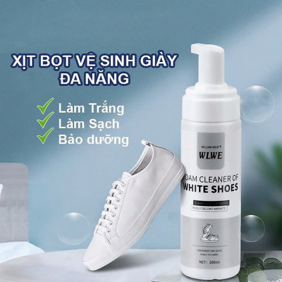 Chai xịt tạo bọt tuyết vệ sinh giày cao cấp, chai tẩy rửa giày không dùng nước 1 CHAI 200ml