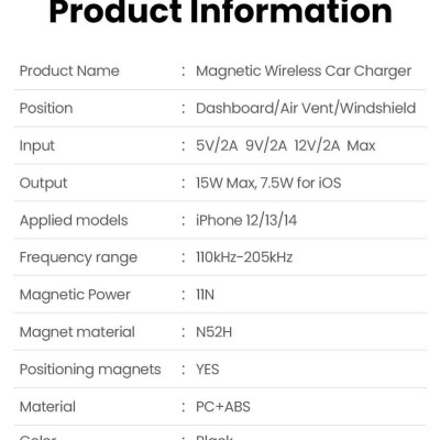 Ugreen UG15120CD345TK 15W Bộ sạc hít từ tính không dây kiêm giá đỡ điện thoại trên xe hơi màu Đen điện vào cổng type c - HÀNG CHÍNH HÃNG