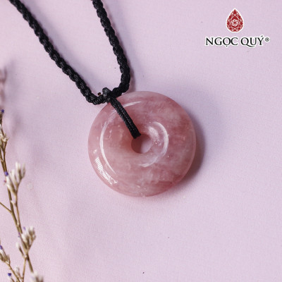 Mặt dây chuyền đồng điếu đá thạch anh hồng mệnh hỏa, thổ - Ngọc Quý Gemstones