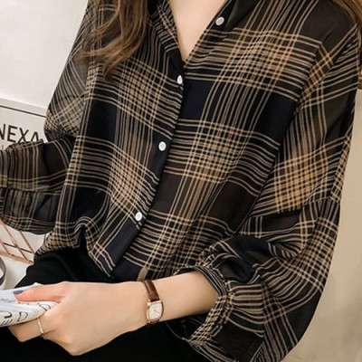 Áo Nữ Kẻ Sọc Thời Trang Áo Kiểu Áo Sơ Mi Nữ Tay Dài Cổ Chữ V Nữ Cao Cấp Hàn Quốc Sang Trọng Nữ Áo Sơ Mi Haint Boutique HB32