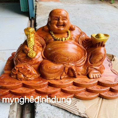 Tượng  phật di lặc để bàn bằng  gỗ  hương đá  kt 50x28x26cm 
