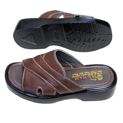 Dép Nam Quai Ngang Da Bò Thật HÀ NAM Đế Cao Dành Cho Người Thấp DN2042