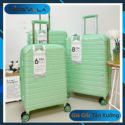 Vali Nhựa Carbon PC NiceVilla Khóa kéo Đôi Mở Rộng Chống Vỡ Size 20 & 24 & 28 Inch