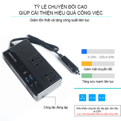 Bộ Chuyển Đổi Nguồn Điện DC 12V Sang AC 110V/220V 200W - Hàng Nhập Khẩu