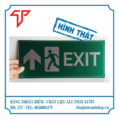Bảng lối thoát hiểm, bảng exit, bảng chỉ dẫn, biển hướng dẫn exit, bảng exit in uv trên alu inox đẹp