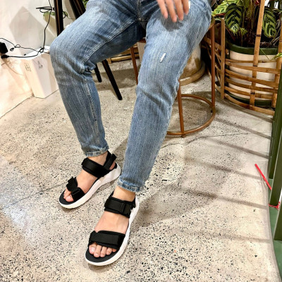 Giày Sandal Nam Nữ Unisex The BiLy Quai Ngang Dây Dù Đế IP Siêu Êm Nhẹ Đế Trắng Màu Đen-BLDT09