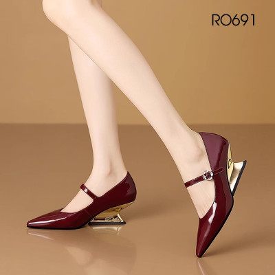 Giày nữ đế xuồng, mũi nhọn, quai ngang ROSATA RO691 - 4p - Đỏ - BKSTORE
