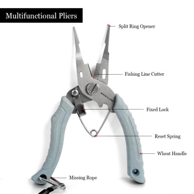 ILURE Fishing Pliers Scissors Stainless Steel Fishing Line Cutter Split Ring Pliers Hook Remover Tool