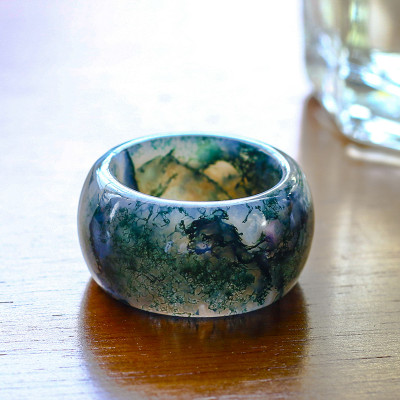 Nhẫn nam đá băng ngọc thủy tảo mệnh hỏa , mộc - Ngọc Quý Gemstones