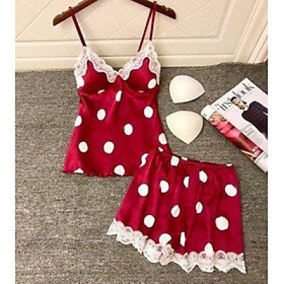 Bộ ngủ 2 dây chấm bi chất lụa cao cấp - BN80