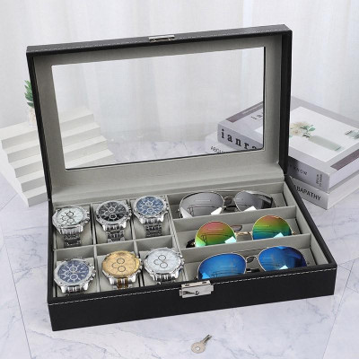Hộp Đựng 6 Ngăn Đồng Hồ – 3 Ngăn Kính, hộp đựng đồng hồ đa năng