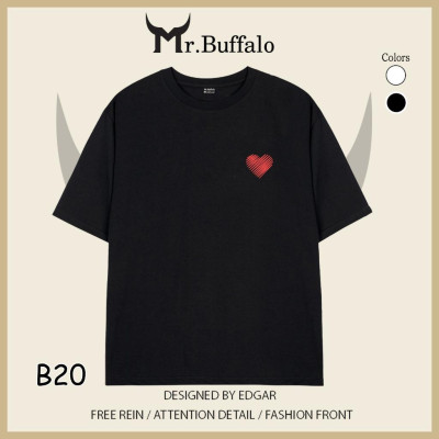 Áo Thun Đôi, Cặp Mr.Buffalo "Trái tim" Tshirt Cotton 100% có bigsize Unisex Local Brand B20
