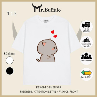 Áo thun cặp nam nữ tay lỡ Unisex form rộng có bigsize vải cotton T15T16- Mr.Buffalo