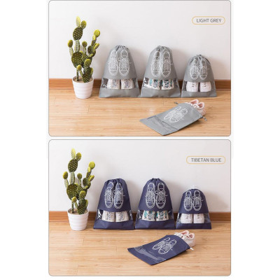Túi Vải Đựng Giày Dép Dây Rút Chống Bẩn Du Lịch Size Lớn 44x32cm DANOMALL (Chọn Màu)