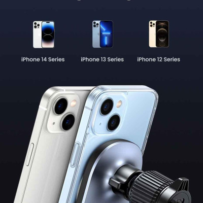 Ugreen UG15120CD345TK 15W Bộ sạc hít từ tính không dây kiêm giá đỡ điện thoại trên xe hơi màu Đen điện vào cổng type c - HÀNG CHÍNH HÃNG