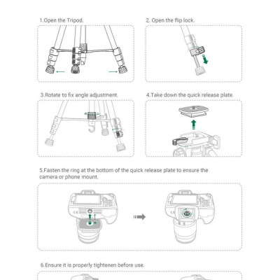 Ugreen UG15187LP661TK tripod 3 chân cao 55cm-170cm xoay 360 độ bằng nhôm Gậy tự chụp ảnh chuyên nghiệp chống trượt cho điện thoại hoặc máy ảnh đế màu đen max 5kg - HÀNG CHÍNH HÃNG