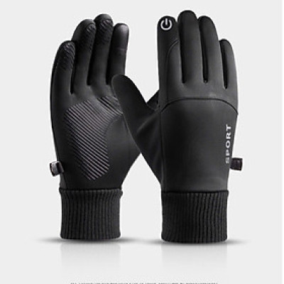 Găng tay phượt dành cho nam lót nỉ lông ấm áp cảm ứng điện thoại phủ gen nhựa chống trượt GTNK02