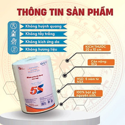 Khăn giấy ĐA NĂNG 5S 1kg dạng cuộn, lau bếp tiện lợi, thấm DẦU MỠ tốt, giấy thấm thực phẩm, bảo quản rau củ, giấy ăn