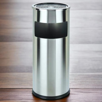 Thùng rác inox tròn, thùng rác inox gạt tàn tròn dùng trong nhà hàng sảnh khách sạn văn phòng nơi công cộng