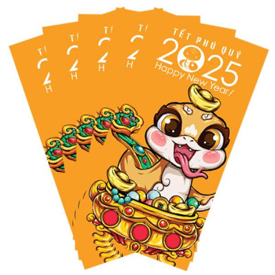 Bộ 5 Bao Lì Xì Tết Ất Tỵ 2025 - Tết Phú Quý - futurebook L185 (Mẫu Màu Giao Ngẫu Nhiên)