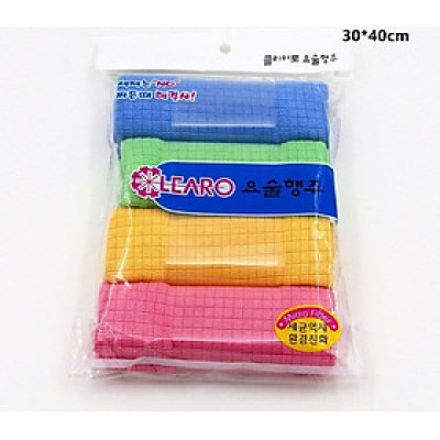 Combo 4 Khăn lau xe đa năng Hàn Quốc 100% Microfiber KT 30x40cm chuyên dụng lau kính và nội thất, thấm hút tốt không bụi vải