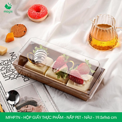 MFHP7N - 19.5x9x6 cm - 100 hộp giấy nắp PET kraft nâu đựng thực phẩm, thức ăn mang đi