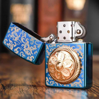 Vỏ Hột Quẹt Bật Lửa Zorro Z91725B Khắc họa tiết hoa văn đẹp độc lạ - Dùng Xăng Đá Cao Cấp