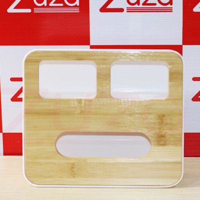 Hộp giấy rút mặt gỗ 3 ngăn đặt bàn cao cấp