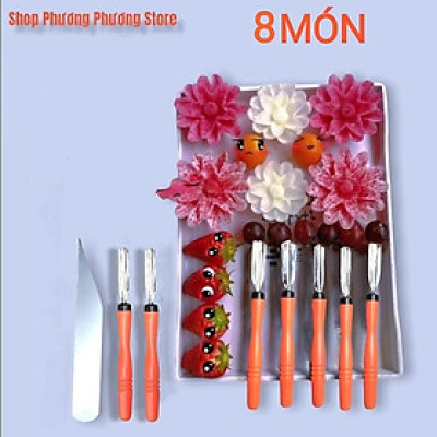 Bộ Tỉa Rau Củ Nghệ Thuật , Dao Tỉa Củ Quả (COMBO 8 MÓN )- Sản phẩm đẹp sắc sảo. Đồ Gia Dụng nhà bếp pha chế làm bánh nguyên liệu