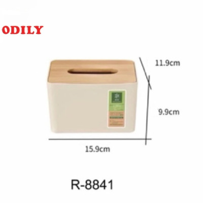 Hộp Giấy Ăn odily Thân Nhựa Mặt Tre Sang Trọng Đựng Giấy Tròn, Giấy Vuông, Giấy Chữ Nhật