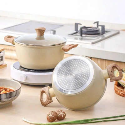 Nồi Nhật Vân Đá Quai Cầm Bằng Gỗ Chống Nóng Nắp Kính Sang Trọng Đủ Size 20,22,26,28cm