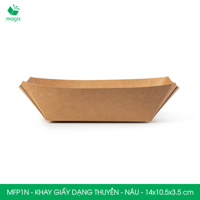 MFP1N - 14x10.5x3.5 cm - 100 khay giấy dáng thuyền đựng thức ăn, khay giấy đựng món tráng miệng